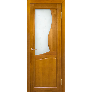Дверь деревянная межкомнатная из массива ольхи Верона, цвет Медовый орех, со стеклом